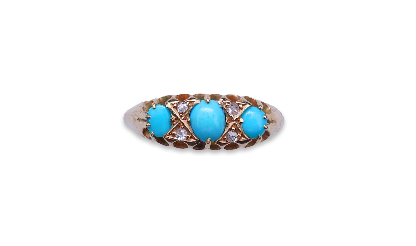 A turquoise and diamond ring, late 19th/early 20th century